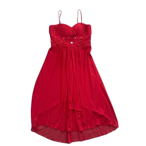 Princess Collection Red Rhinestone Dress size 4 with straps homecoming cocktail - Picture 1 of 11
